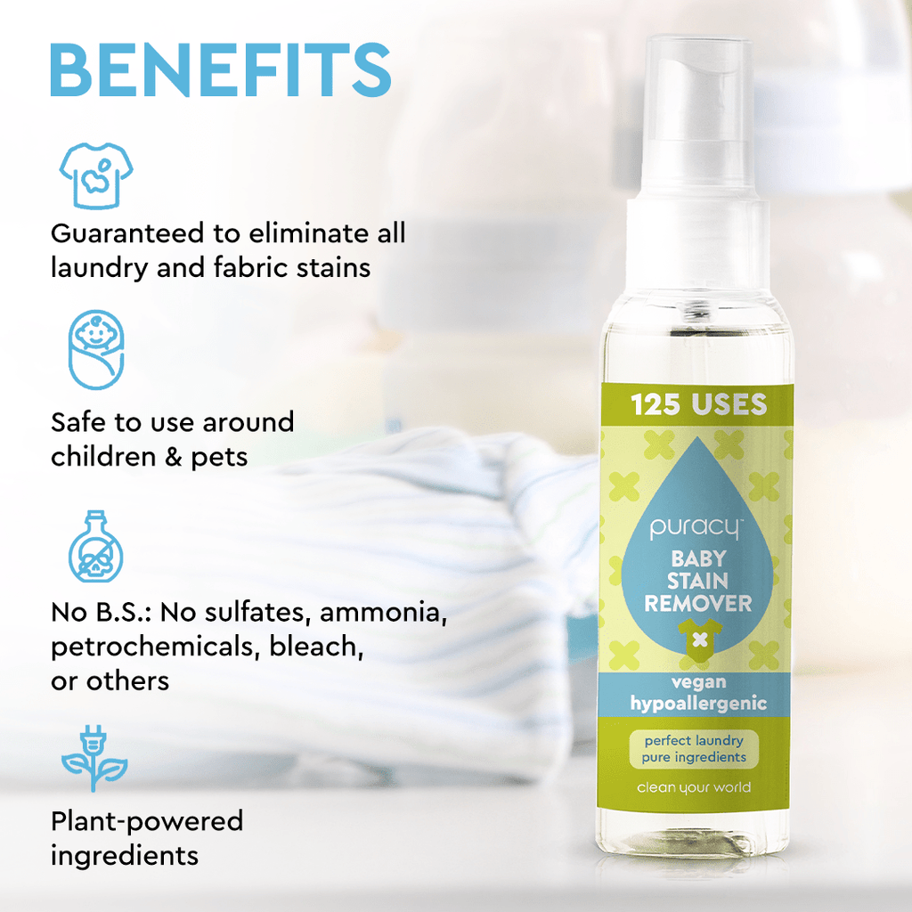 Natural Baby Laundry Stain Remover, Enzyme Odor Eliminator, Free & Clear, 16 Oz