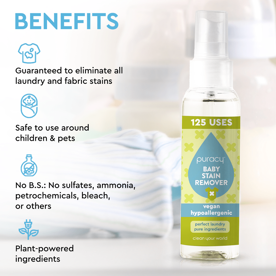 Natural Baby Laundry Stain Remover, Enzyme Odor Eliminator, Free & Clear, 16 Oz