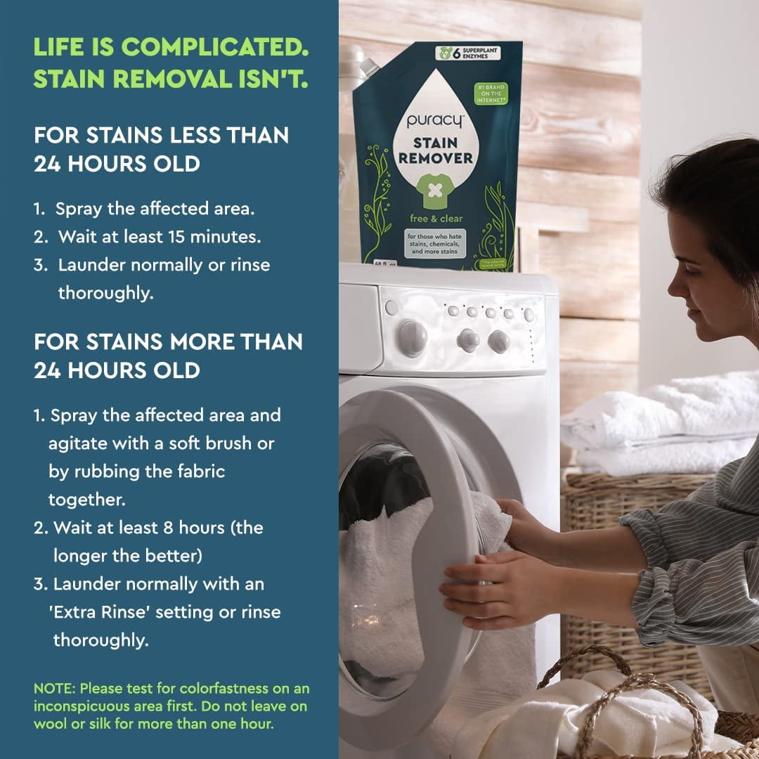 Puracy Laundry Stain Remover Refill, Free & Clear, 48 fl.oz.